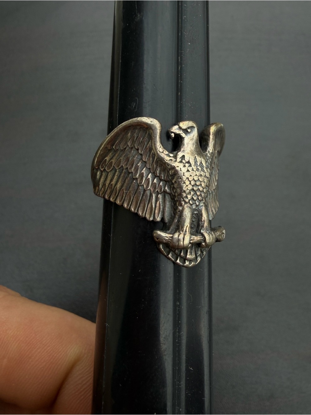Sterling Eagle Ring - Antique Silver Tone